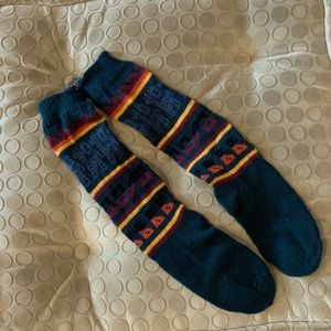 Wool socks from Ecuador. Green with multi color.